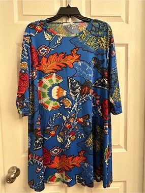 Southern Charm Blue Floral Print Swing Mini Dress